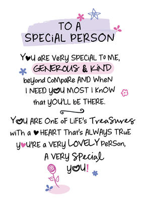 To A Special Person Inspired Words Greeting Card Blank Inside Birthday Cards