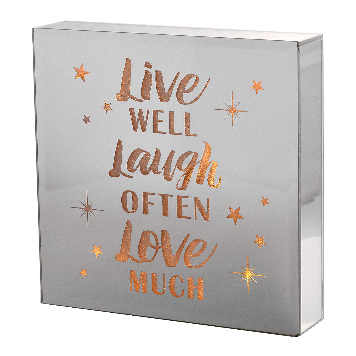 Live Laugh Love Silver Glass Mirror Light Up Box Wall Plaque Gifts Live Laugh Love Silver Glass Mirror Light Up Box Wall Plaque