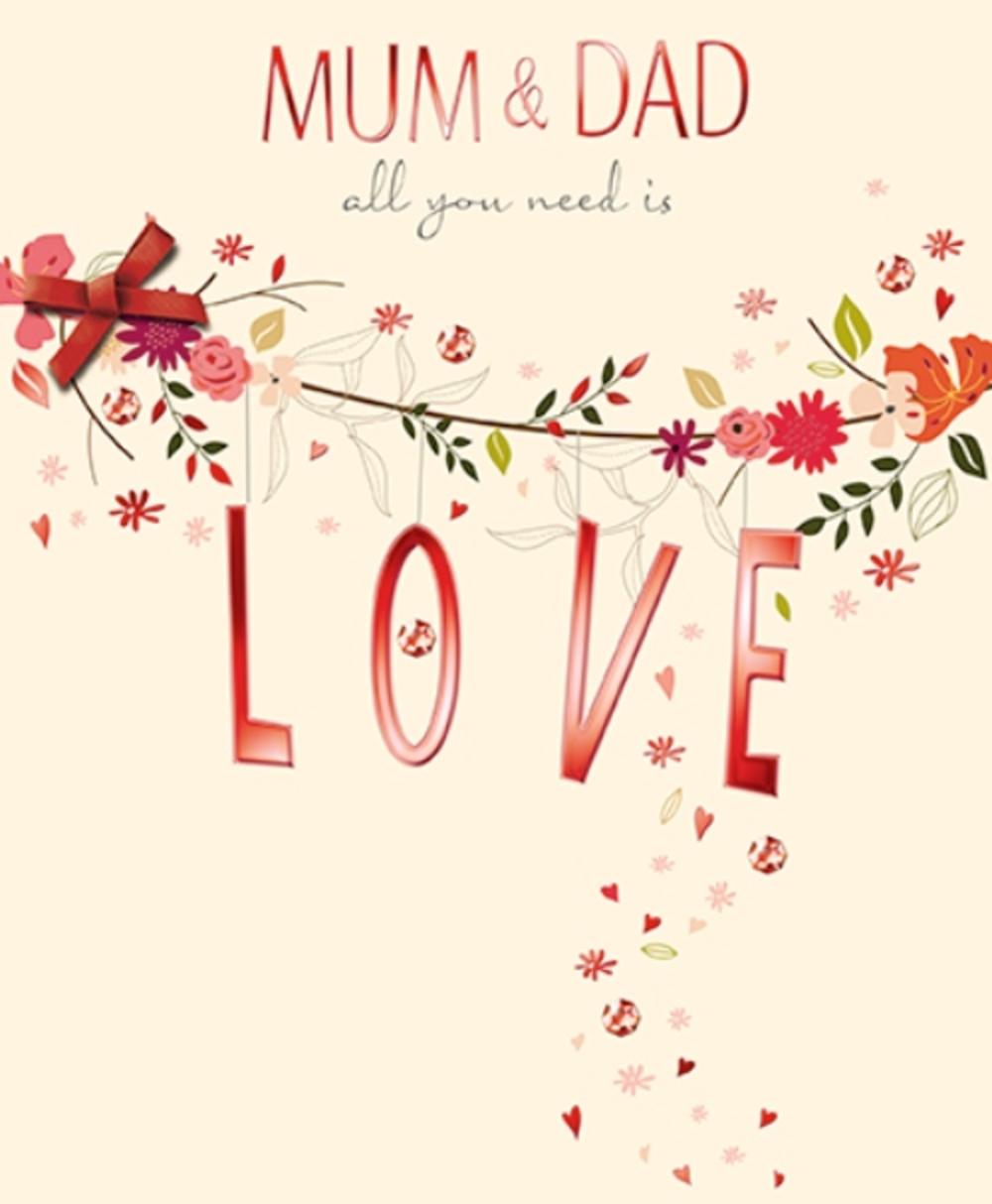 mum dad embellished anniversary greeting card cards
