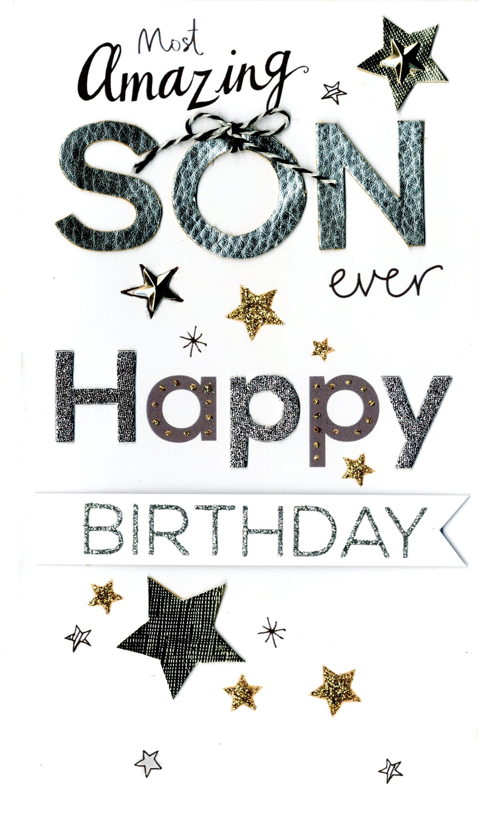 Son Birthday Luxury Champagne Greeting Card