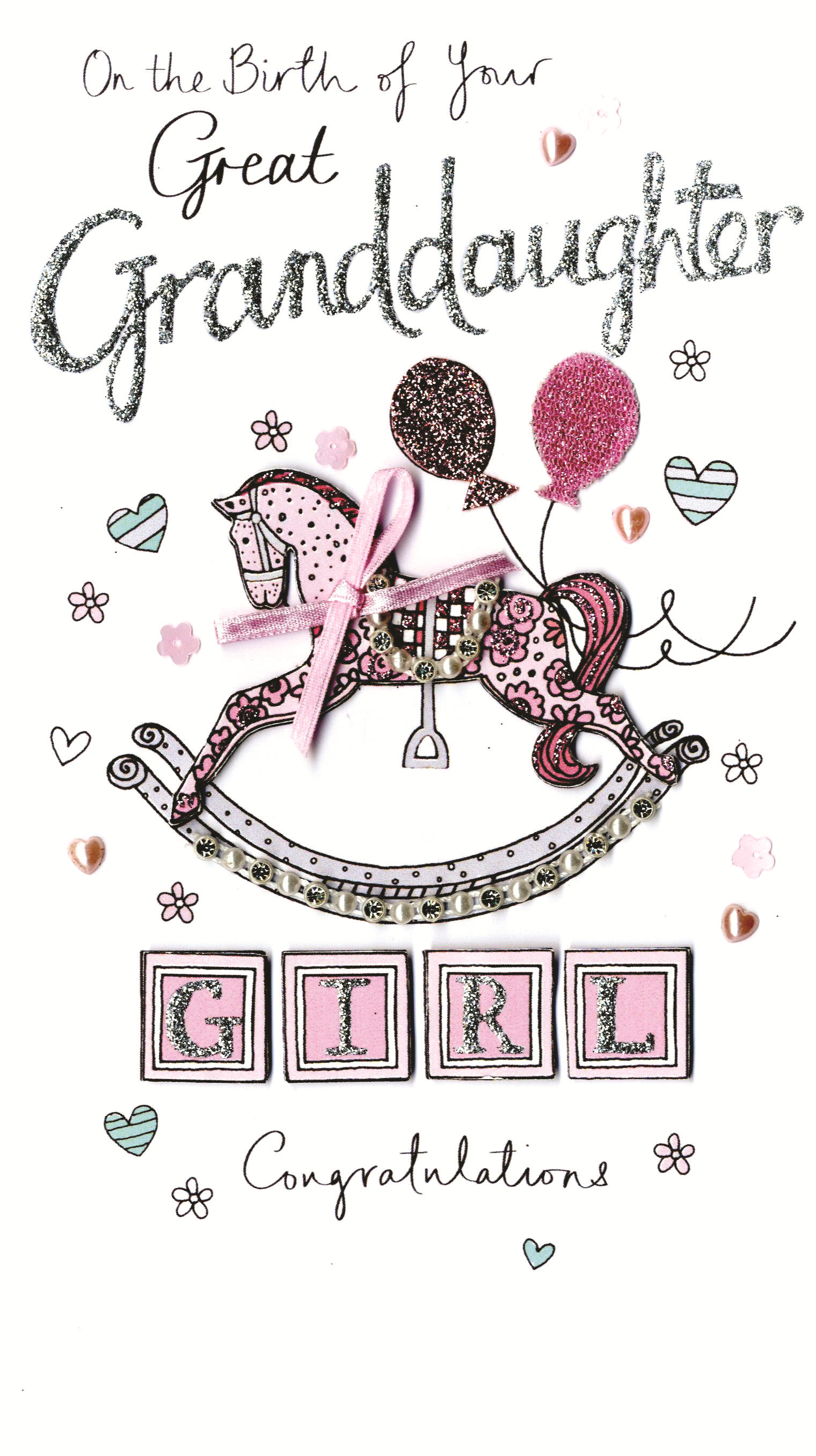 New Baby Great Granddaughter Luxury Champagne Greeting Card | Cards