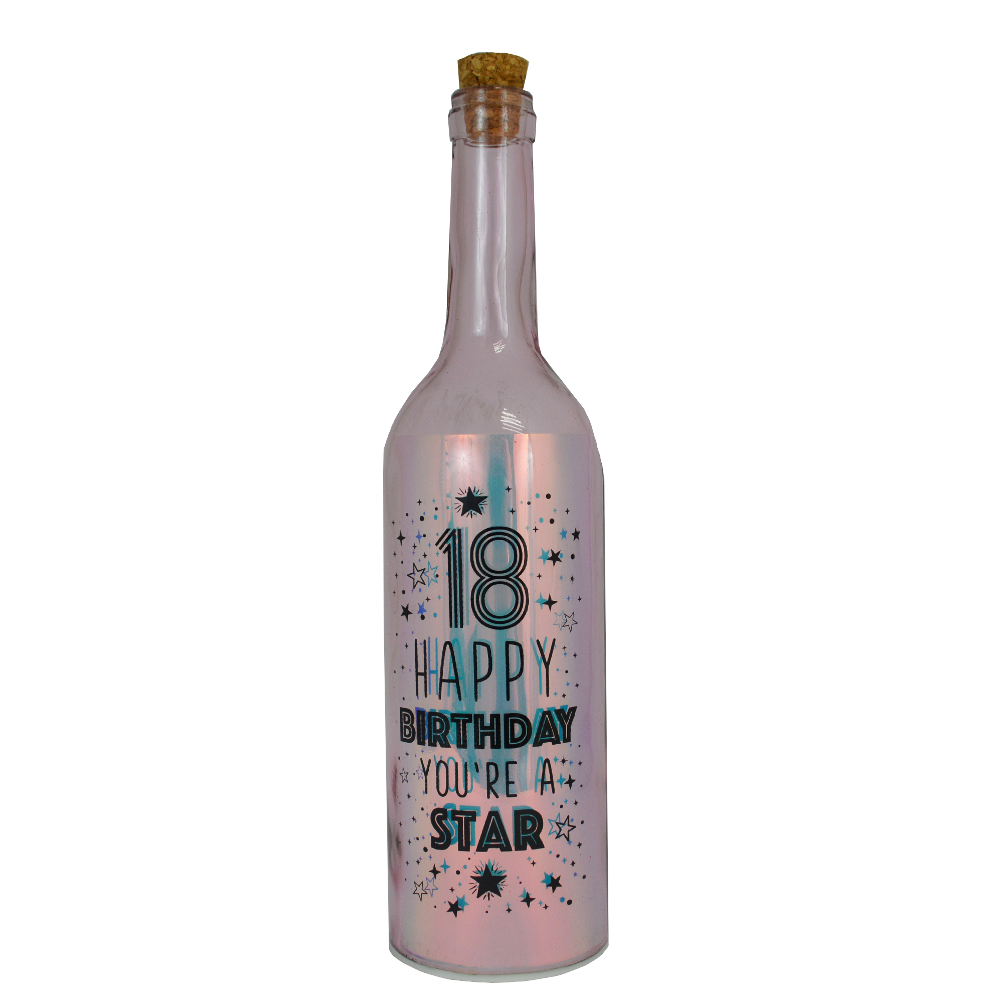 Happy 18th Birthday Iridescent Light Up Bottle Illuminated Bottles Gift ...