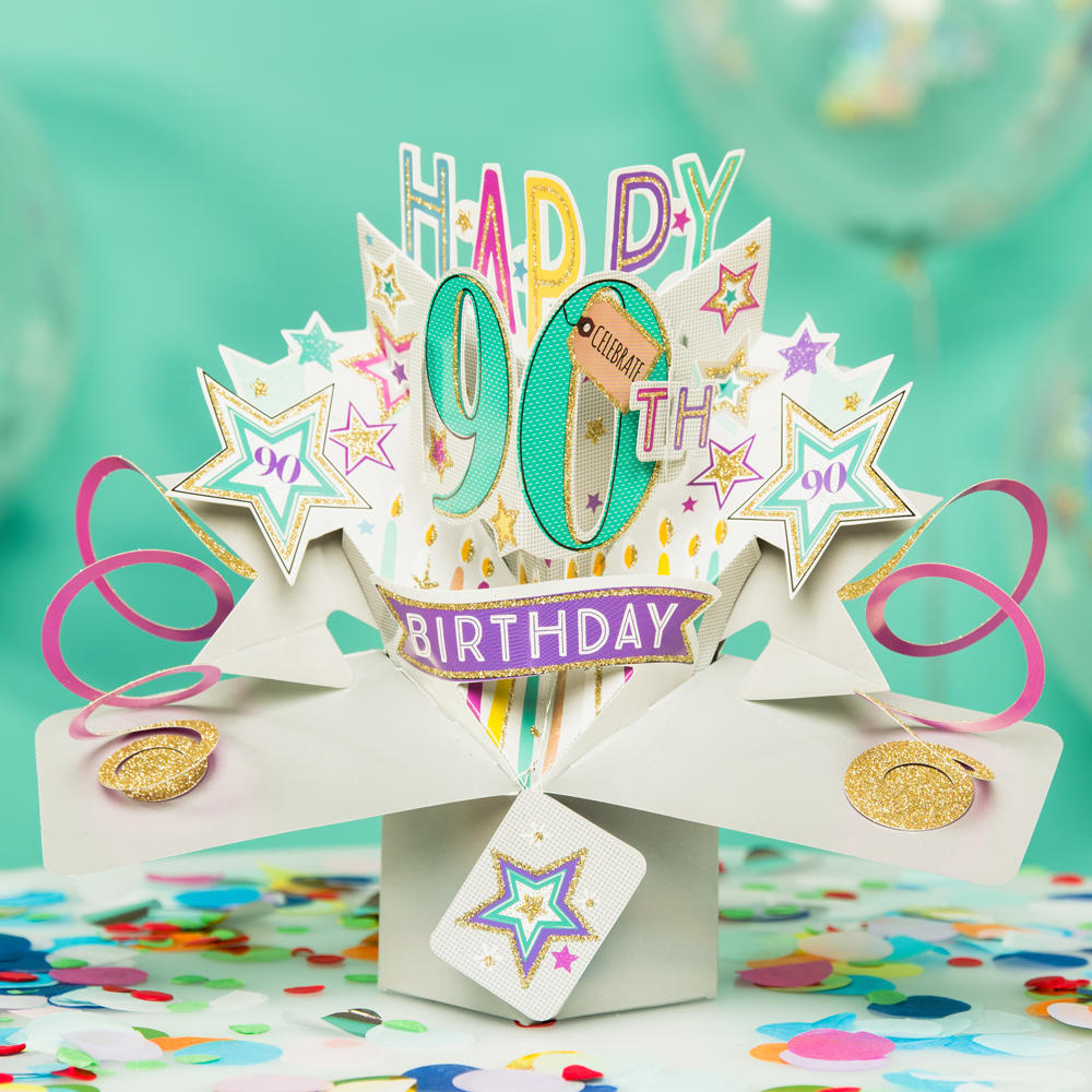 Happy 90th Birthday Pop-Up Greeting Card | Birthday Cards | Cards