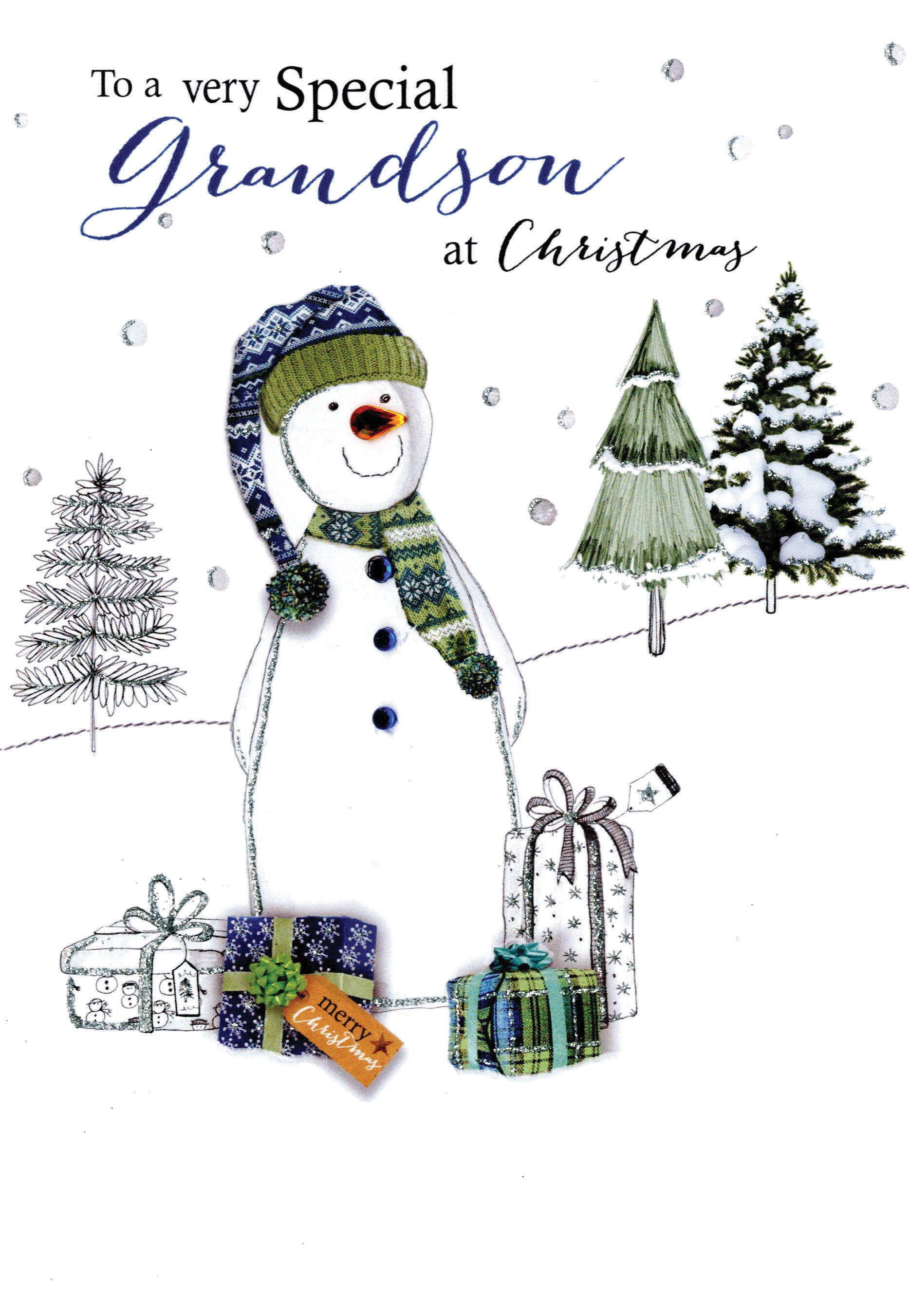 Grandson Embellished Christmas Card Grandson Embellished Christmas Card