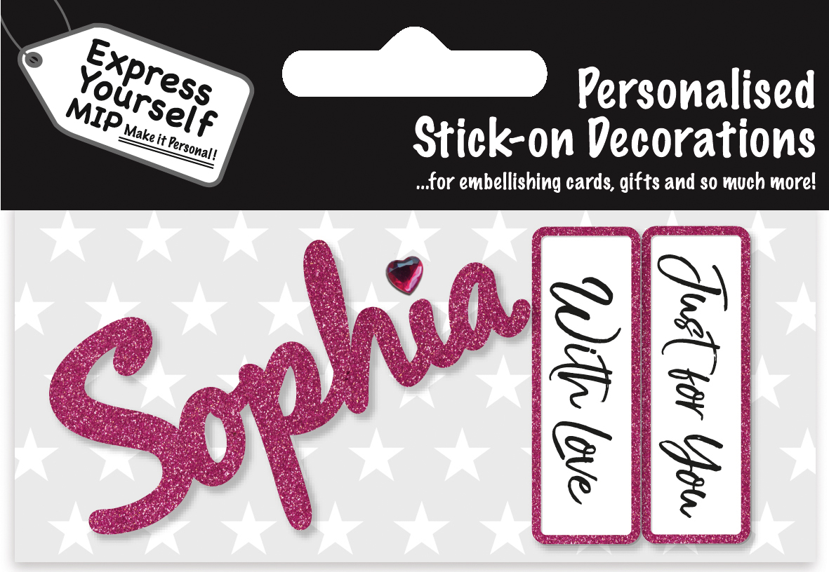 Lily Pink Name Sticker DIY Greeting Card Toppers Personalise Cards Gifts