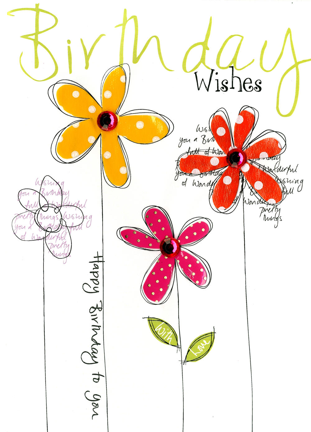 Birthday Wishes Embellished Greeting Card Cards