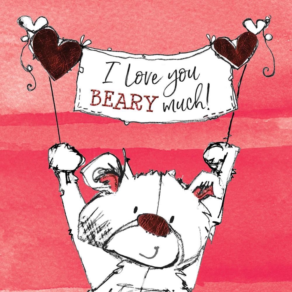 I Love You Beary Much Scribble Bear Valentine s Greeting Card Cards