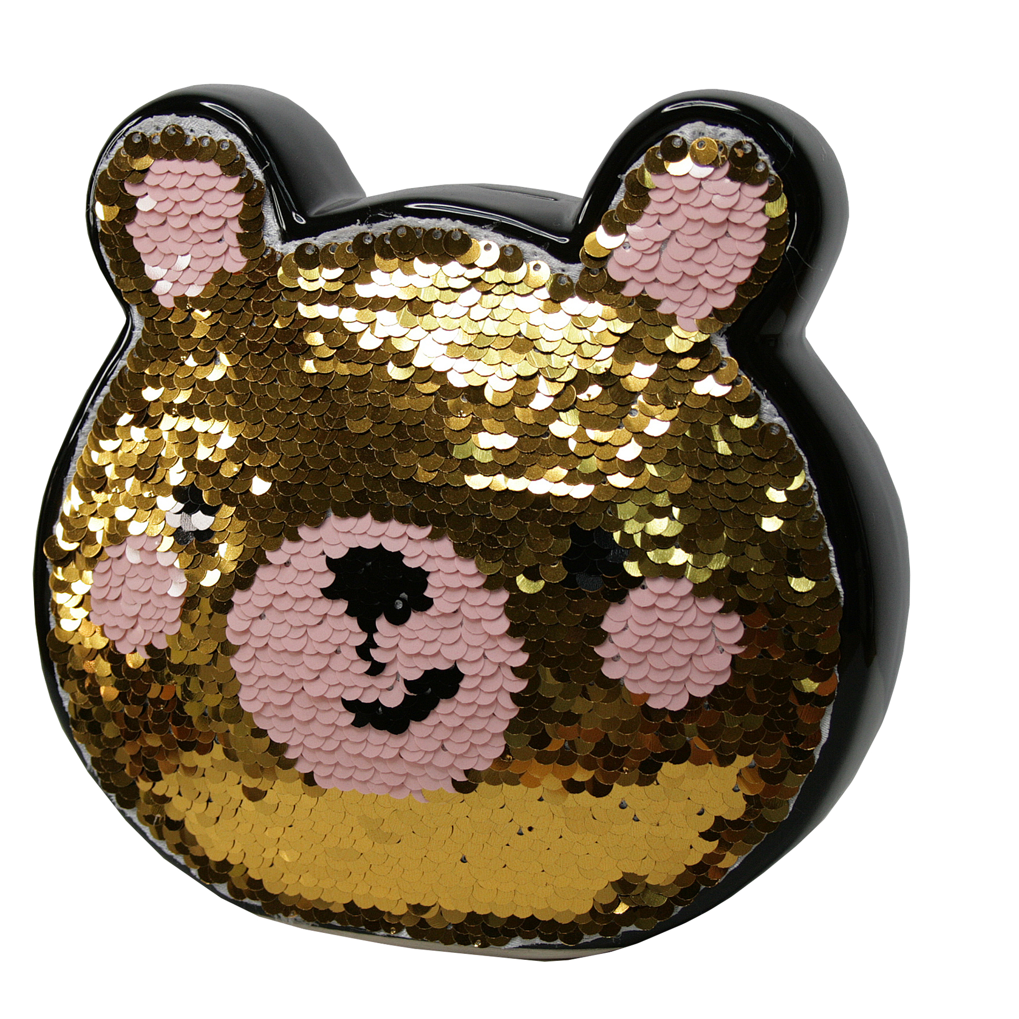 Sequin Bear Ceramic Money Box With Stopper Gifts