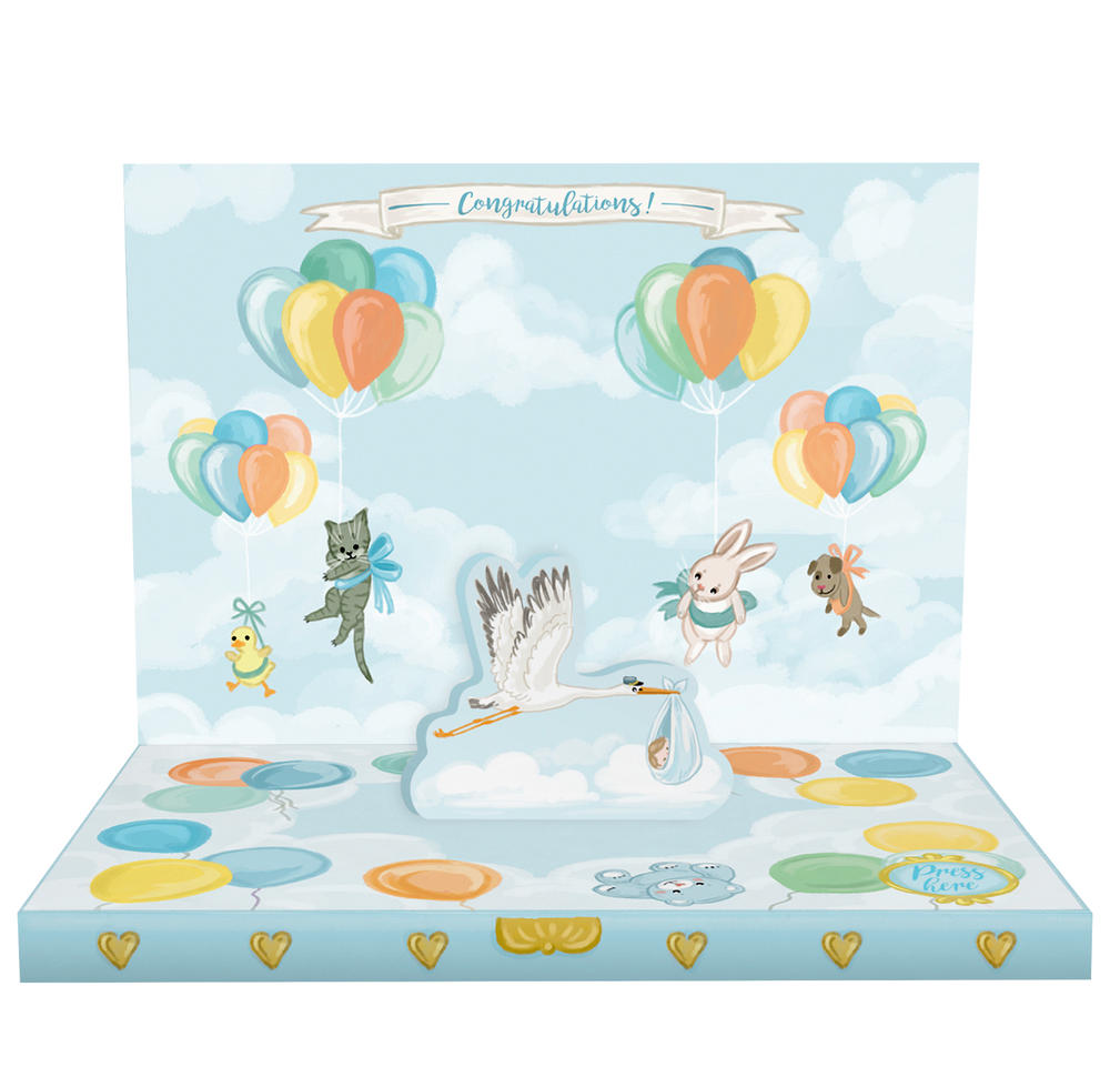 It's A Boy Music Box Card Novelty Dancing Musical Greeting Card Cards