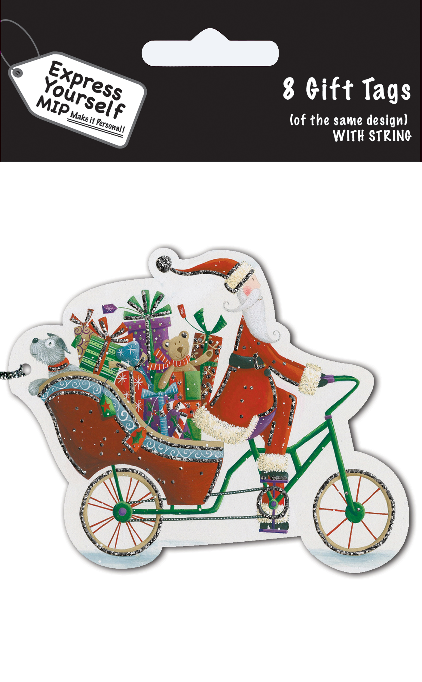 santa on a bike christmas gift tags pack of 16 self adhesive tags christmas gift tags from santa