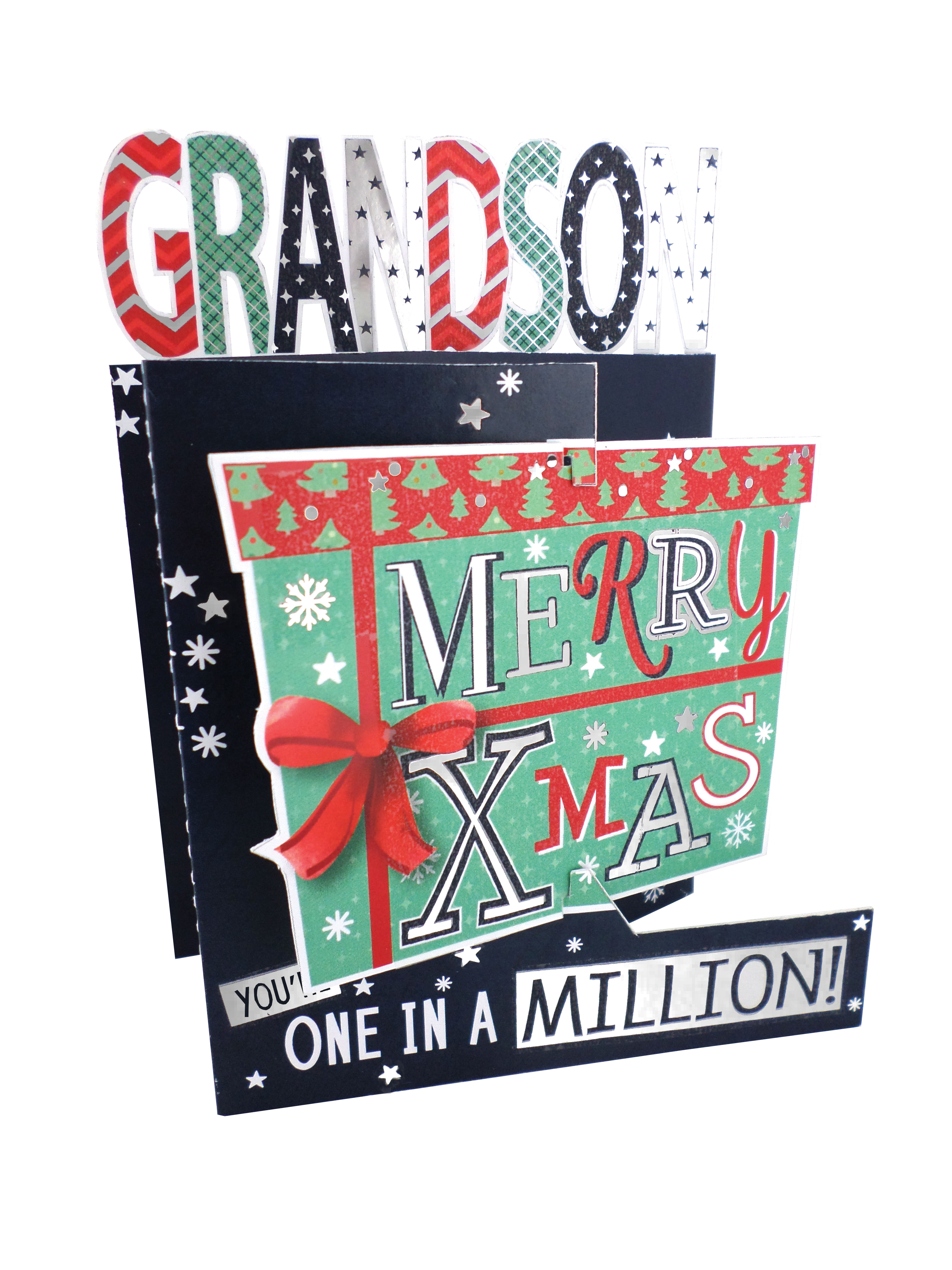 Merry Xmas Grandson 3D Christmas Card | Cards