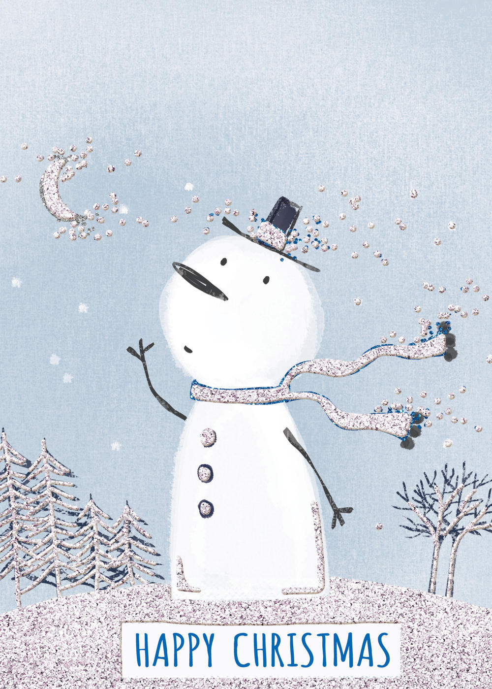 You Name It! Snowman Christmas Card With Space For Childs Name Topper