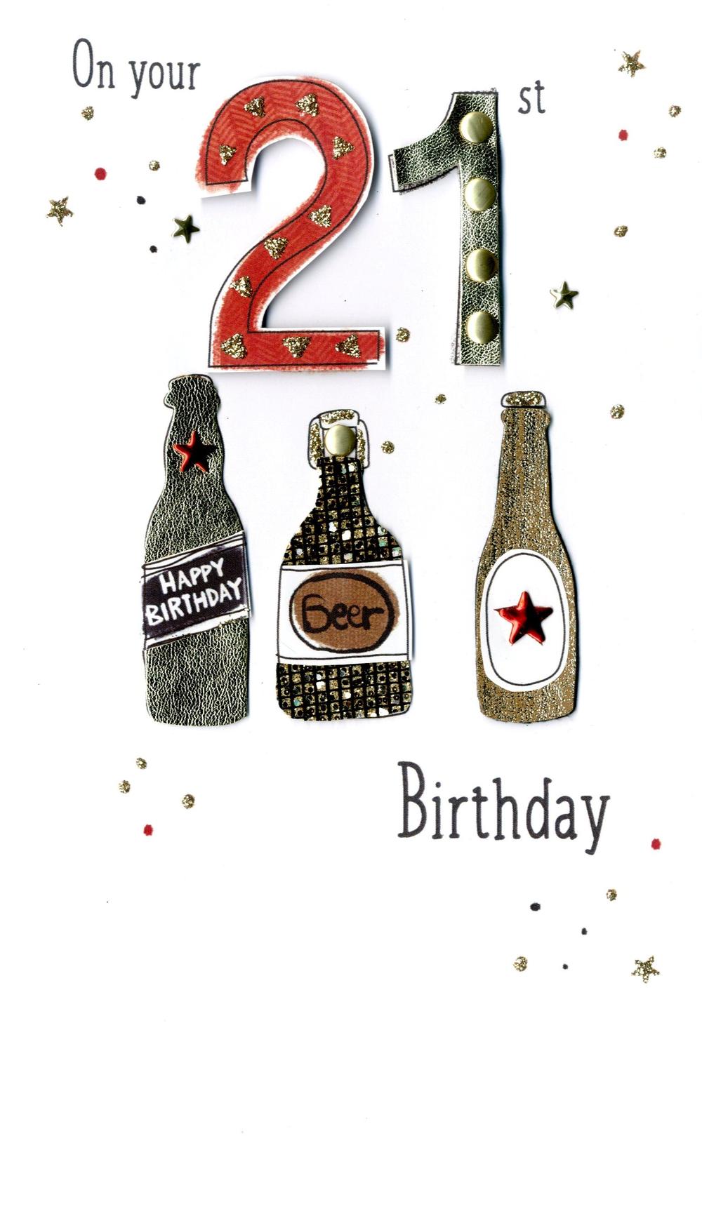 Male On Your 21st Birthday Greeting Card Hand-Finished | Cards