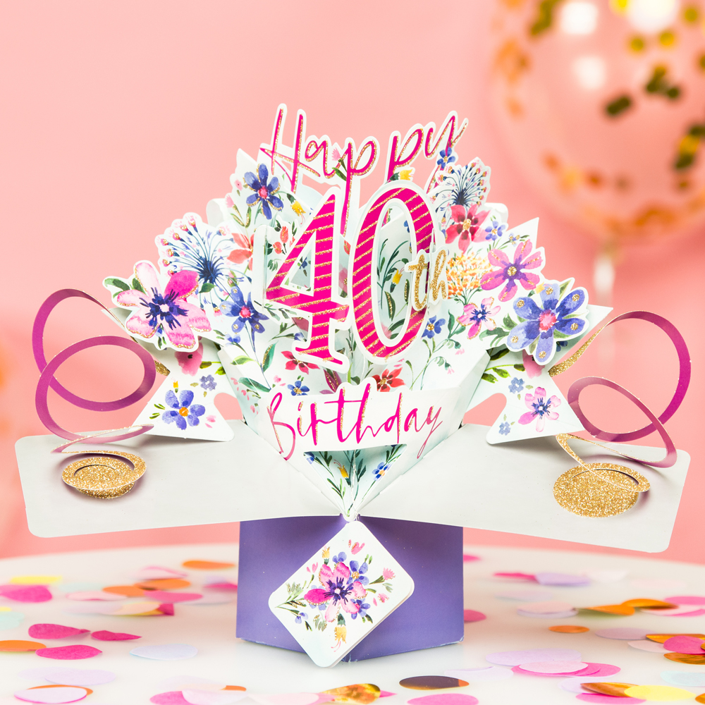 Happy 40th Birthday Pop-Up Greeting Card Original Second Nature 3D Pop ...