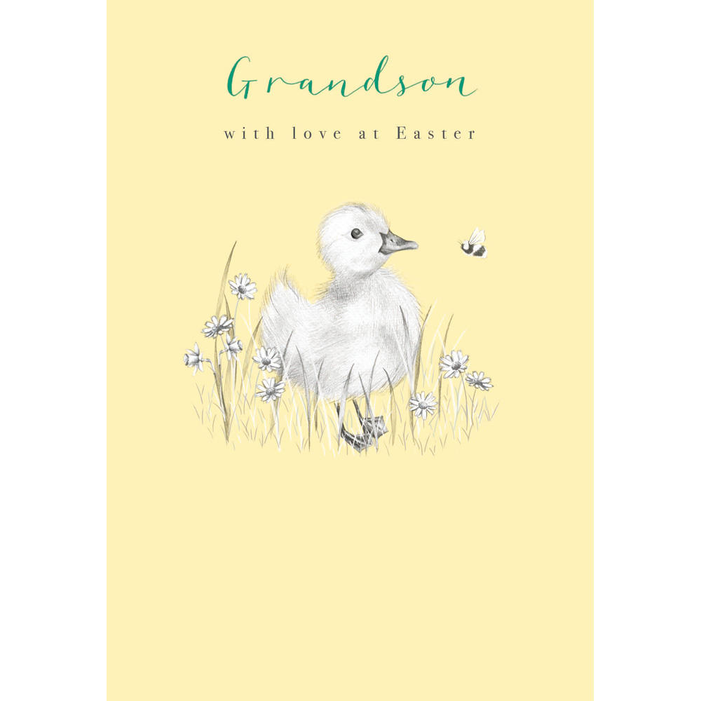 Grandson With Love Cute Duckling Easter Greeting Card | Cards