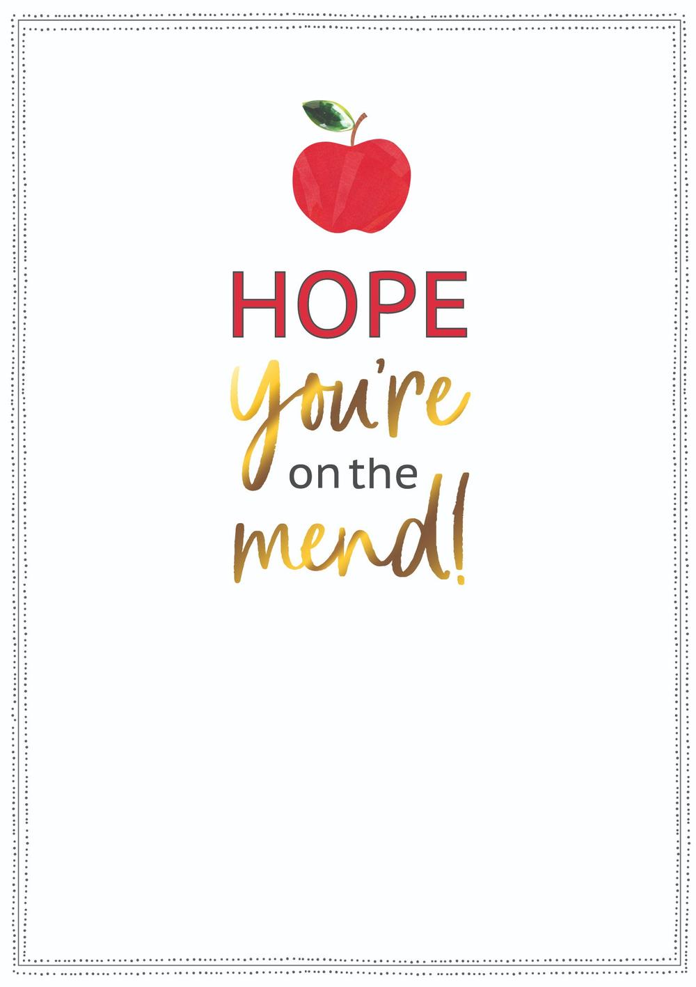 Hope You re On The Mend Get Well Greeting Card Cards