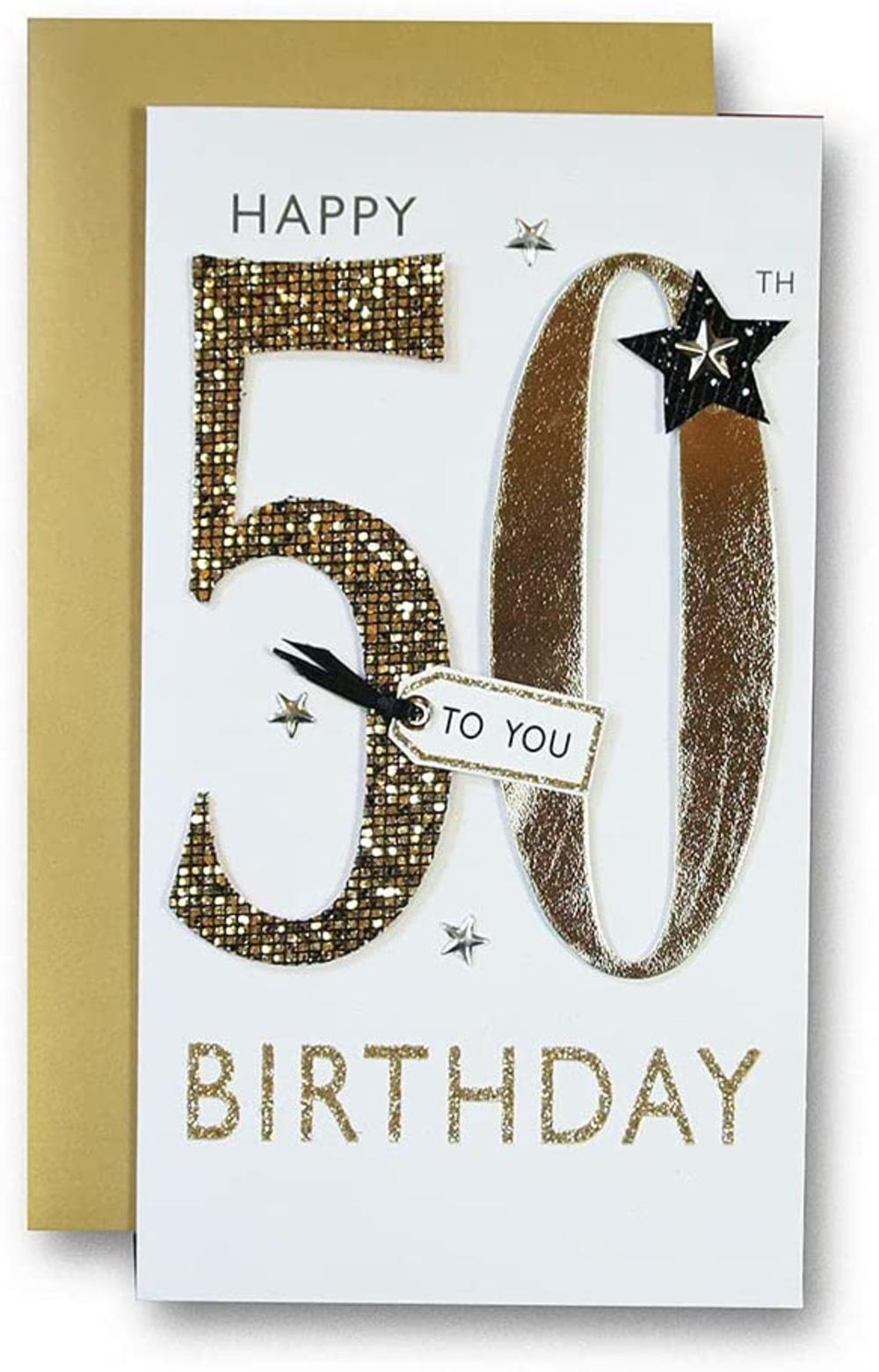 50th Birthday Greeting Card Hand-Finished | Cards