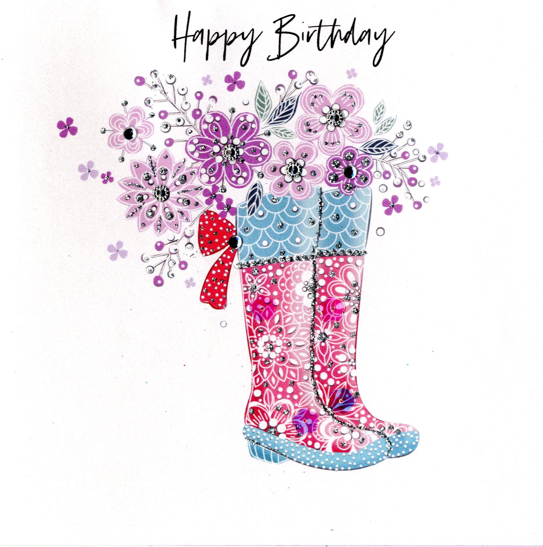 HandFinished Wellie Boots Birthday Greeting Card Cards