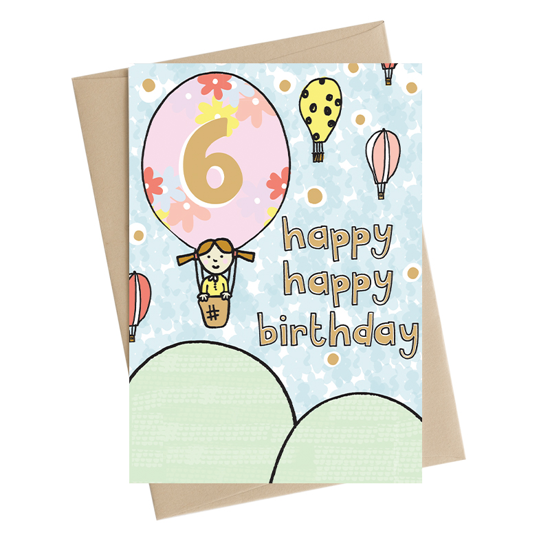 Happy Happy Girls 6th Birthday Greeting Card Art Of Brilliance Range