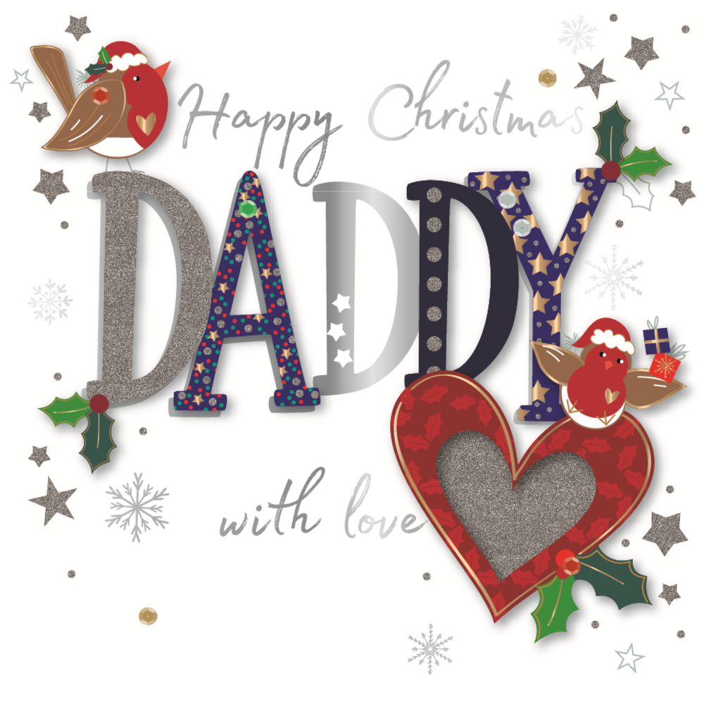 Daddy With Love Embellished Christmas Greeting Card Cards