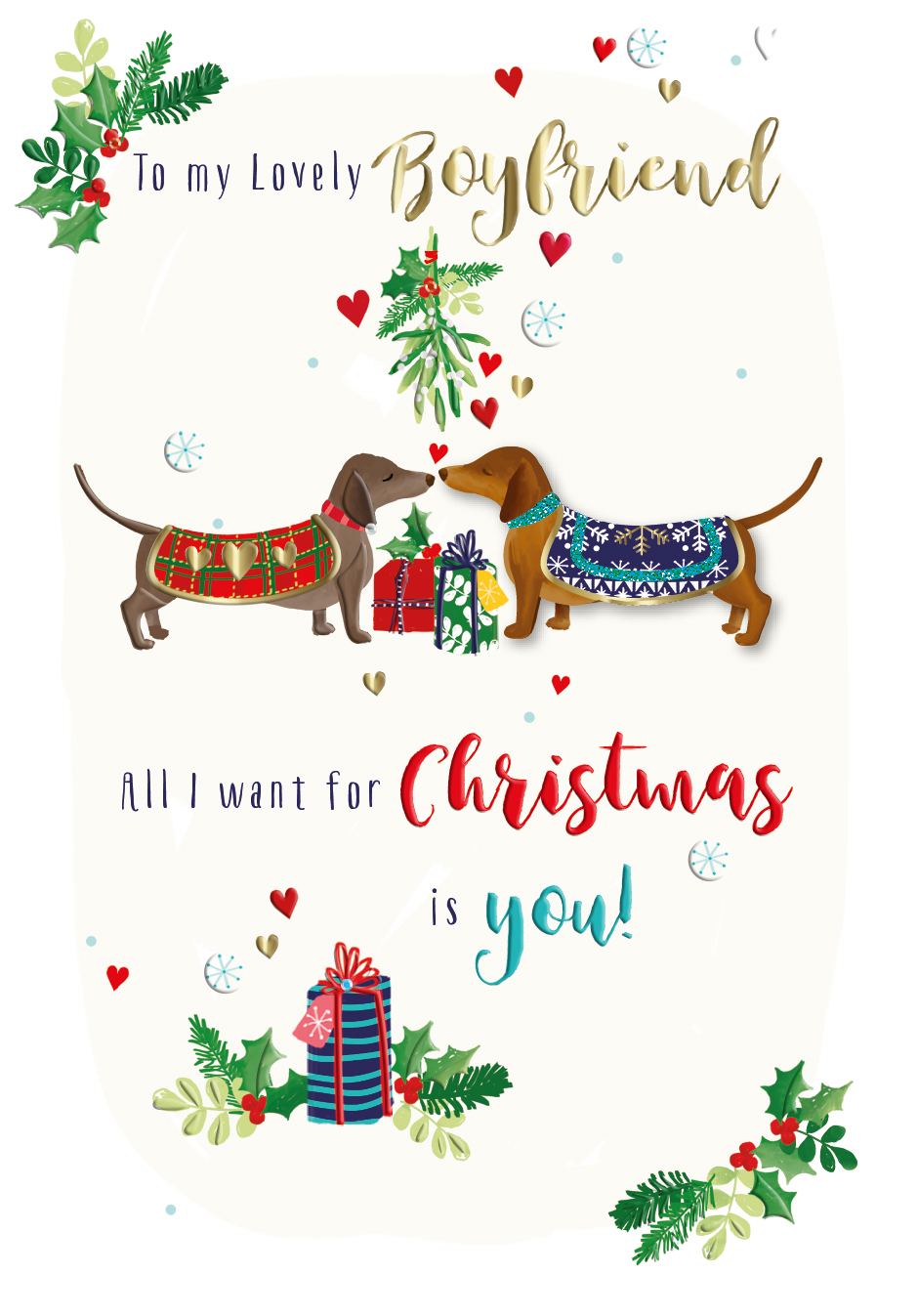 To My Lovely Boyfriend Embellished Christmas Greeting Card | Cards