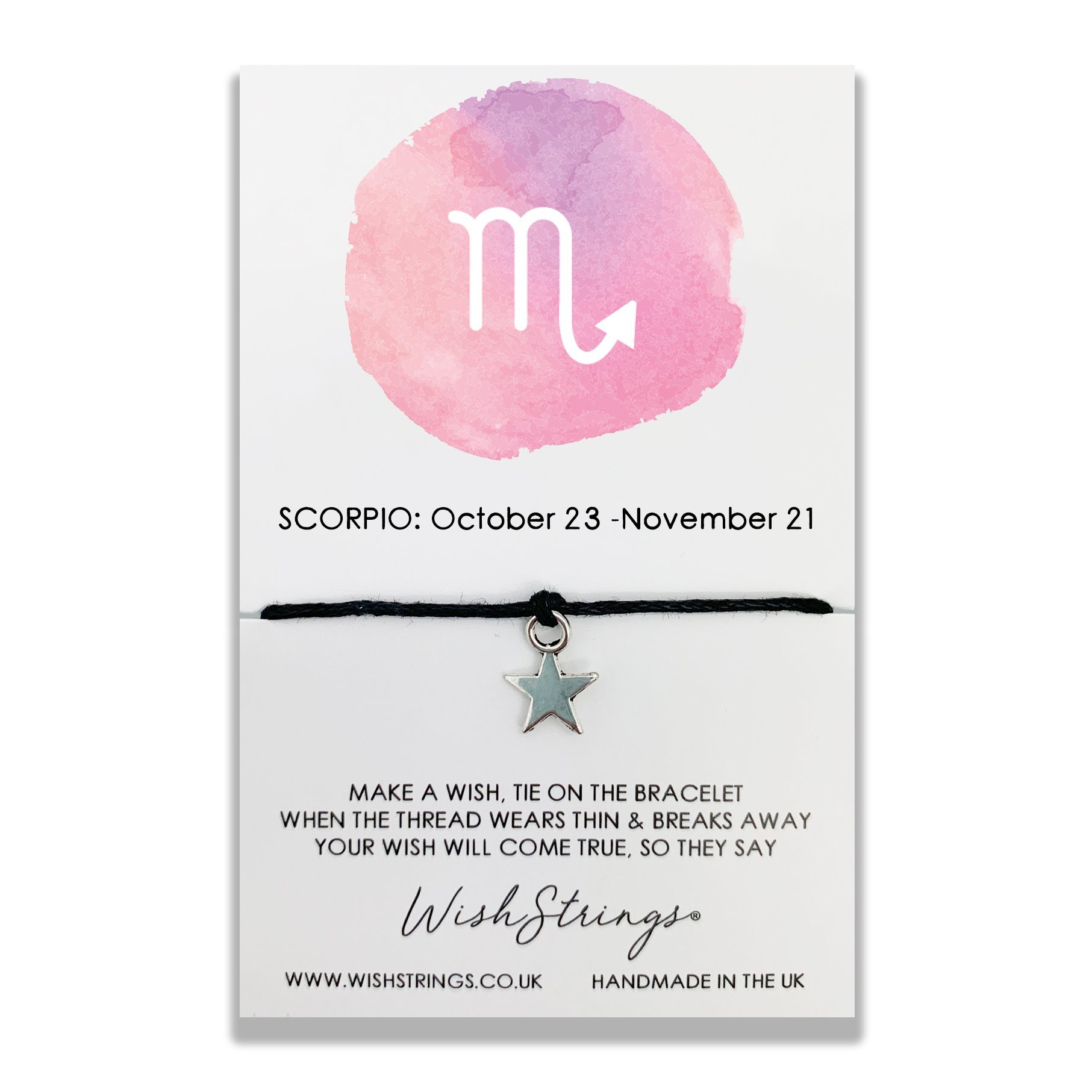 Scorpio Zodiac Wish String Bracelet With Lucky Charm Gifts