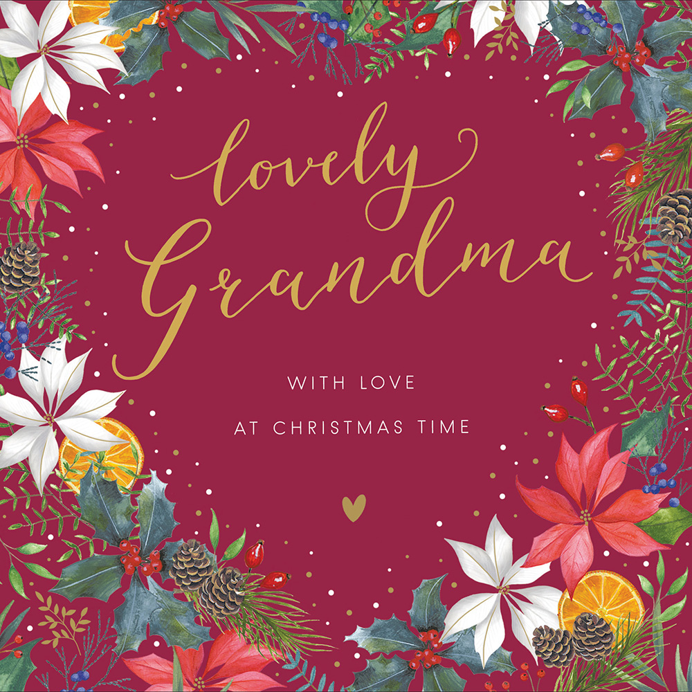 Lovely Grandma With Love Foil Christmas Card Cards