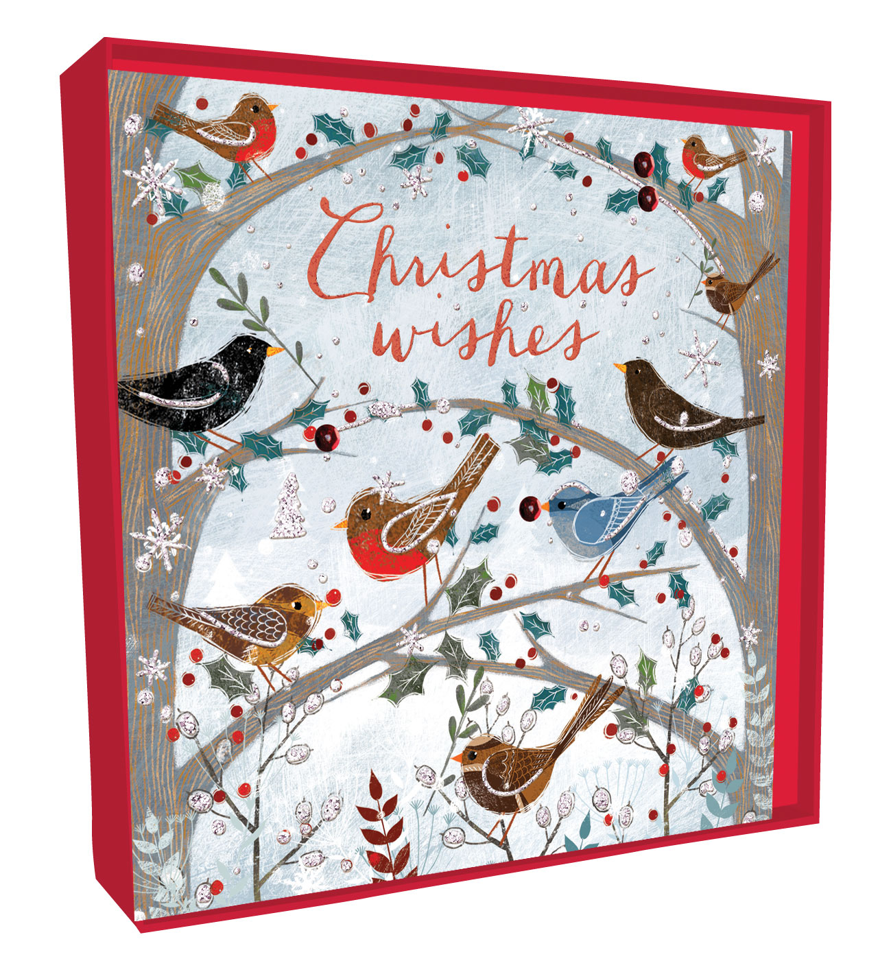 Box of 5 Festive Wild Birds HandFinished Christmas Cards Cards
