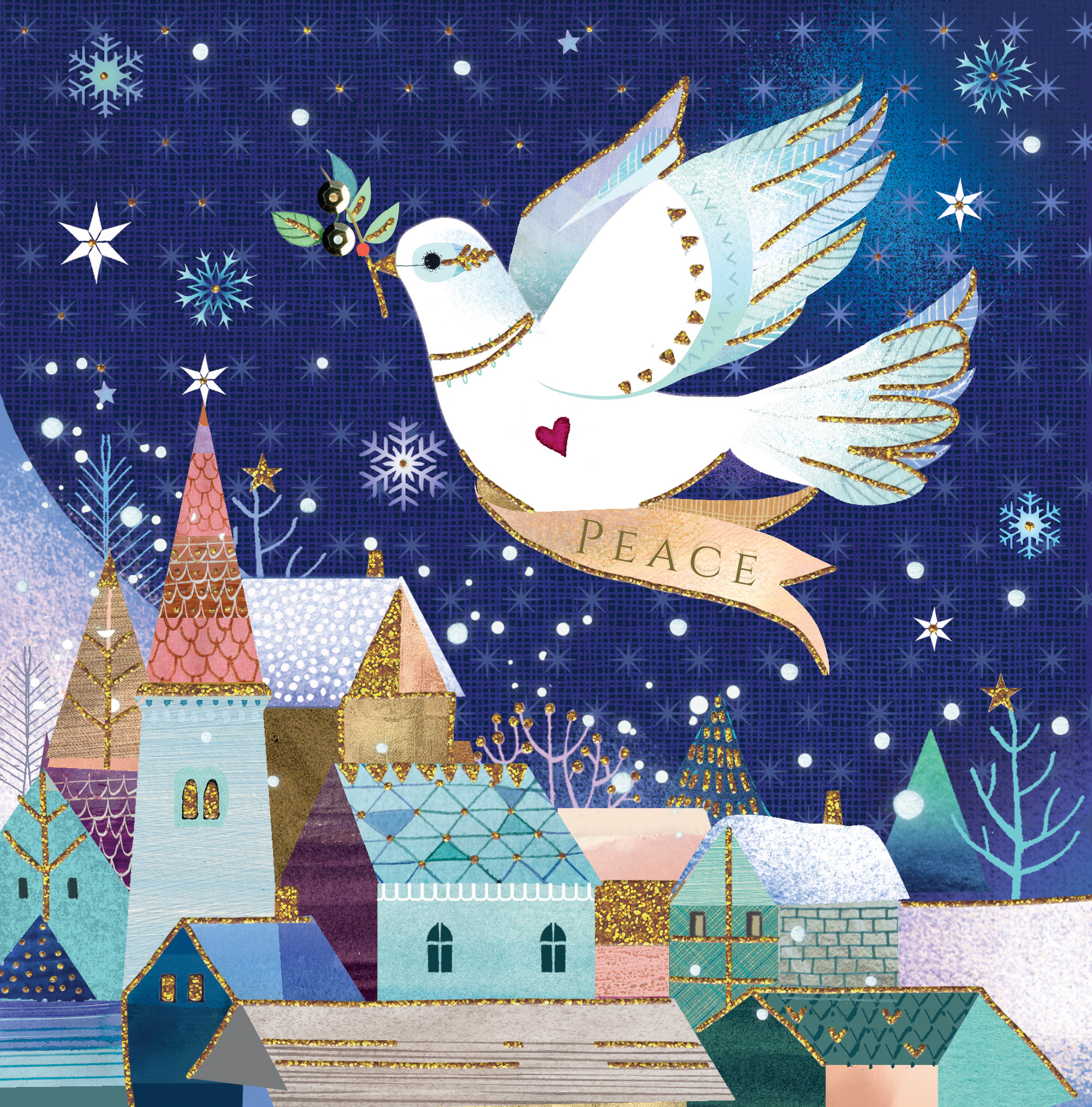 Dove Of Peace Luxury HandFinished Christmas Greeting Card  Cards