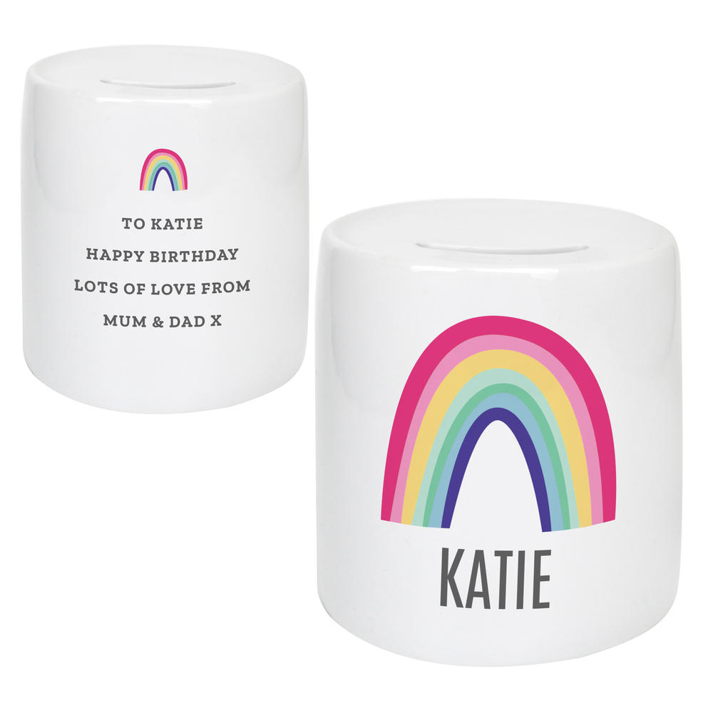 Personalised Rainbow Ceramic Money Box Personalise It! Gifts