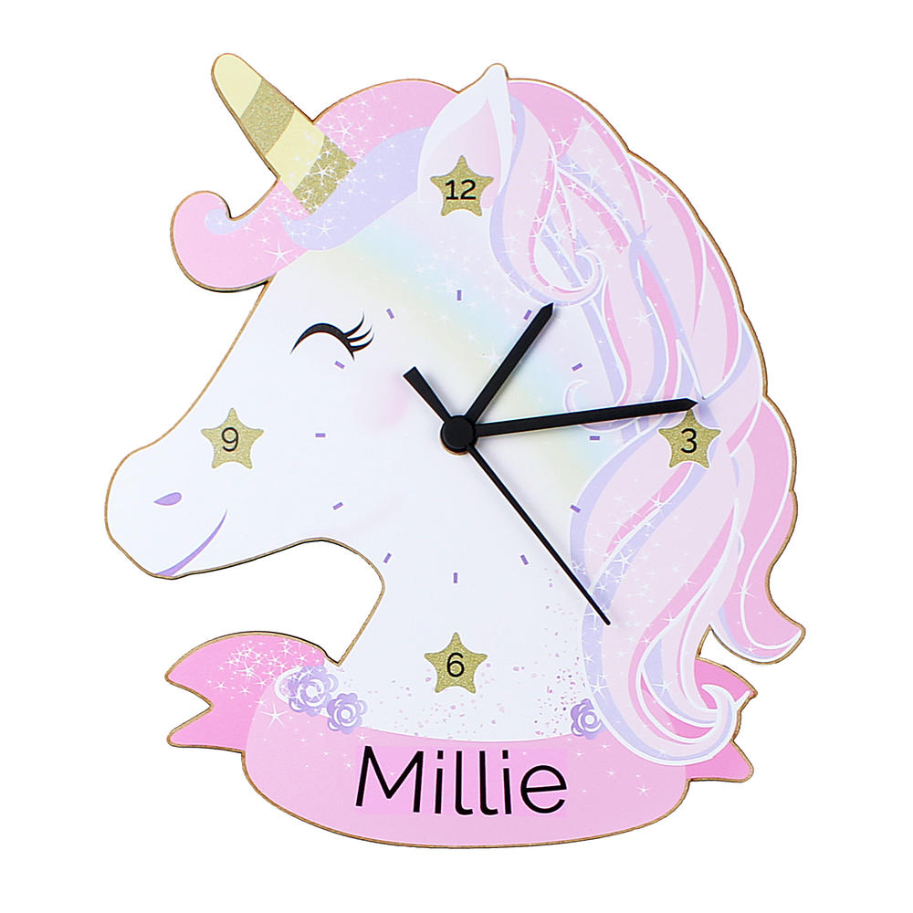 Personalised Unicorn Shape Wooden Clock Personalise It! Gifts