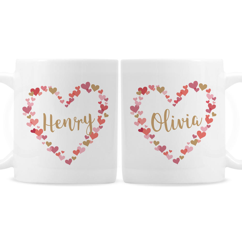 Personalised Confetti Hearts Wedding Mug Set Personalise It! Gifts