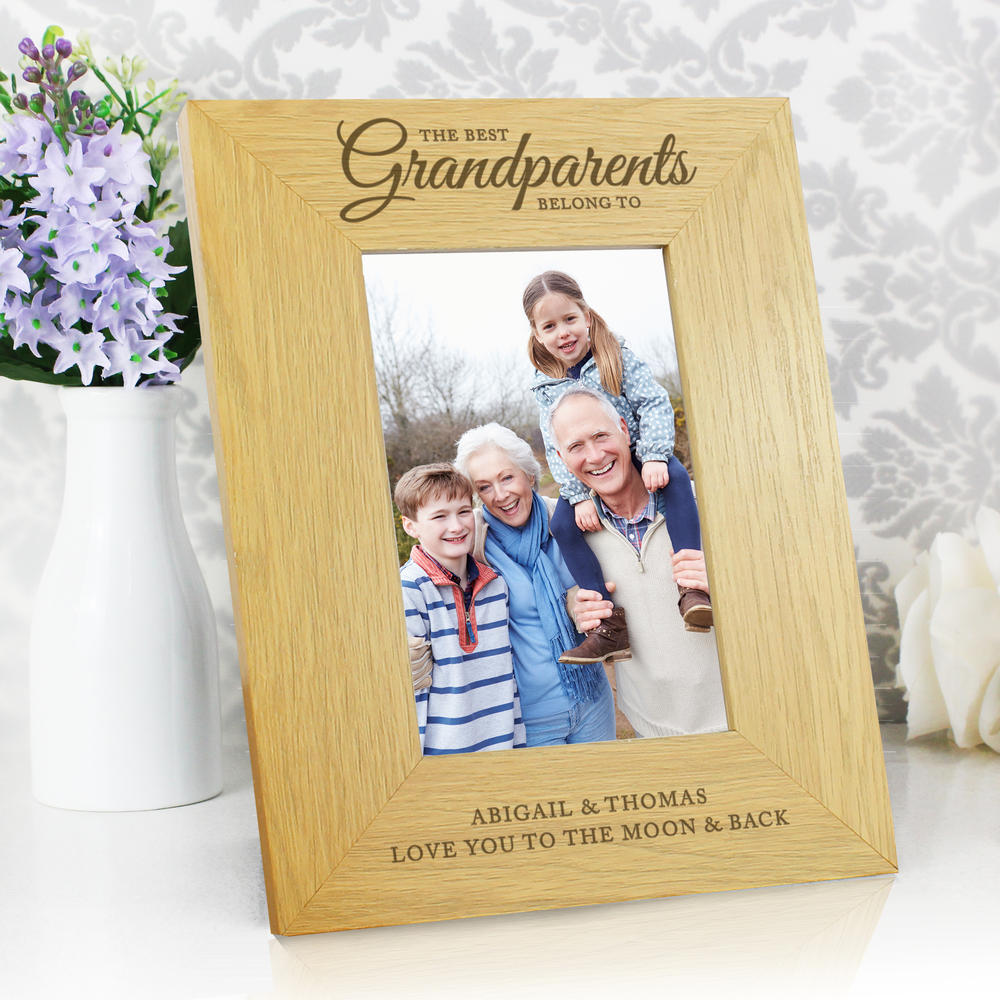 Personalised ""The Best Grandparents"" 4x6 Oak Finish Photo Frame Personalise It! Gifts