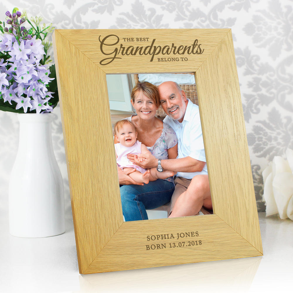 Personalised ""The Best Grandparents"" 4x6 Oak Finish Photo Frame