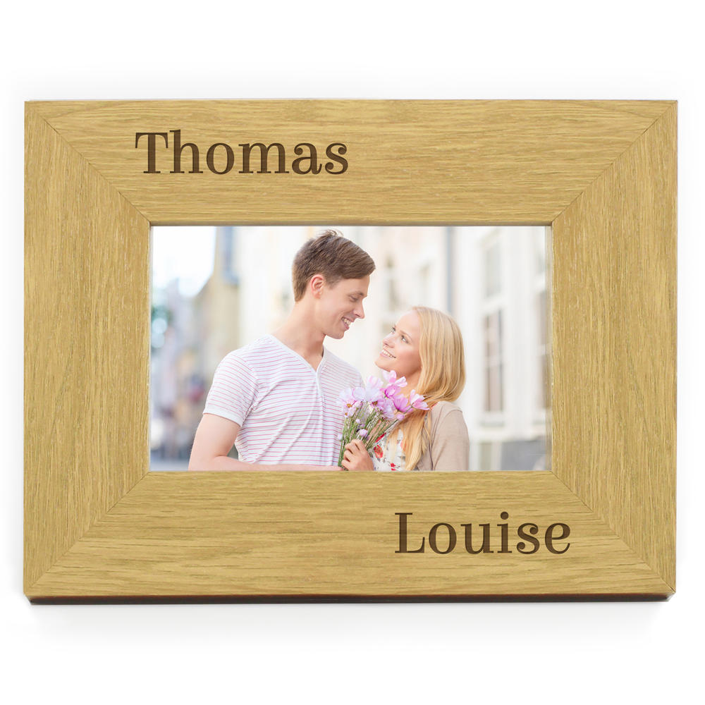 Personalised Couples 7x5 Landscape Wooden Photo Frame Personalise It Anniversary Ts