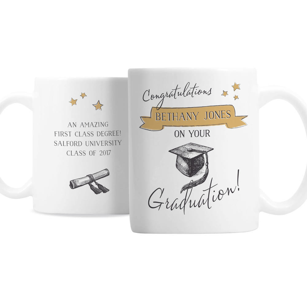 Personalised Gold Star Graduation Mug Personalise It! Gifts