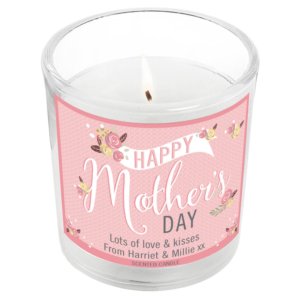 Personalised Floral Bouquet Mother's Day Scented Jar Candle