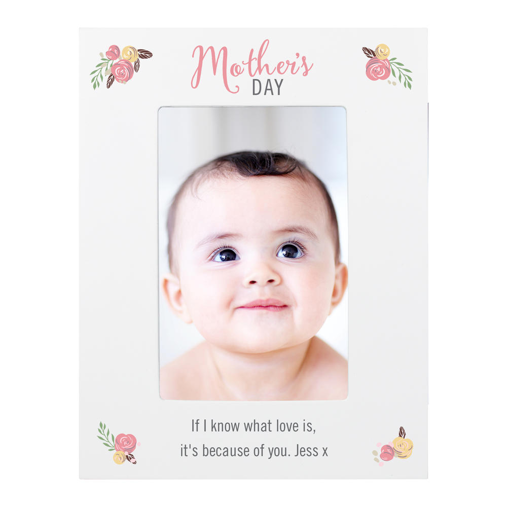 Personalised Floral Bouquet Mothers Day 4x6 Photo Frame Personalise