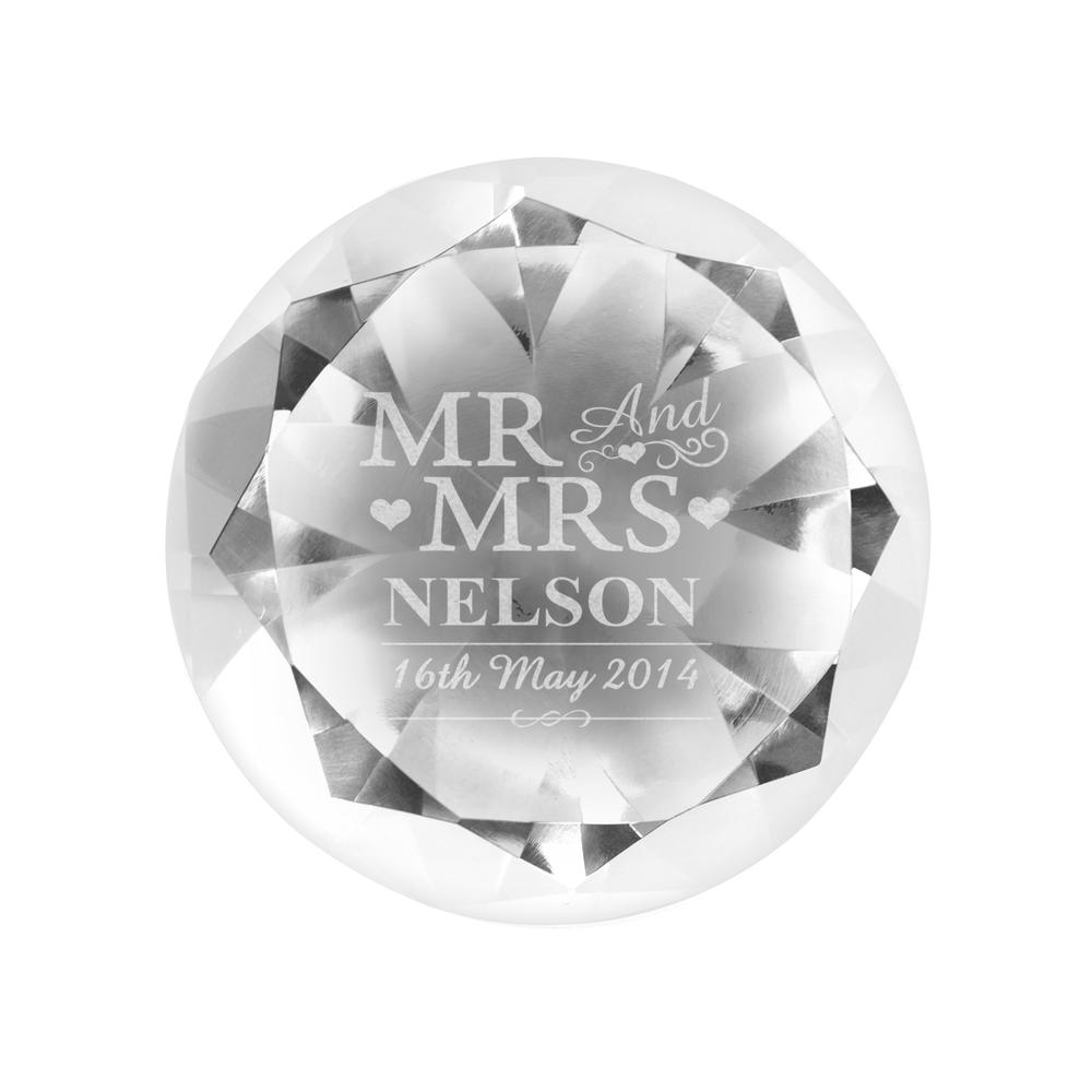 Personalised Mr & Mrs Diamond Paperweight Personalise It! Gifts