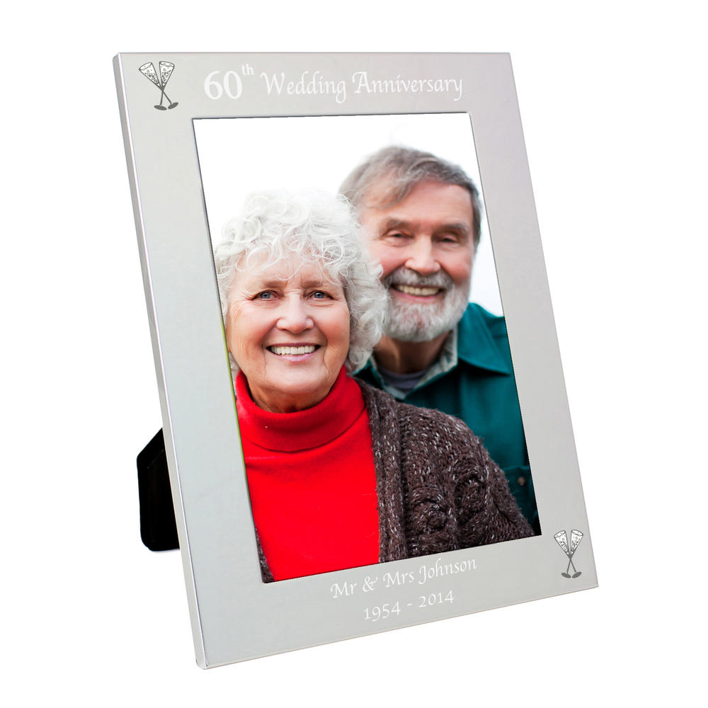 Personalised Silver 5x7 60th Wedding Anniversary Photo Frame Personalise It! Anniversary Gifts