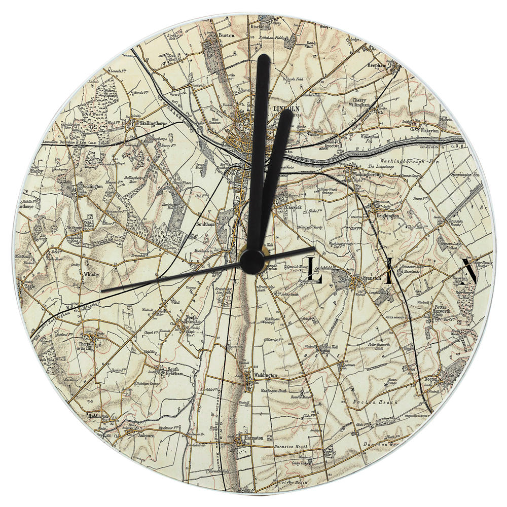 Personalised 1896 1904 Revised Glass Map Clock Personalise It! Gifts