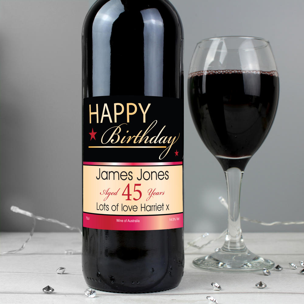 Personalised Happy Birthday Red Wine - Personalise It! | Gifts
