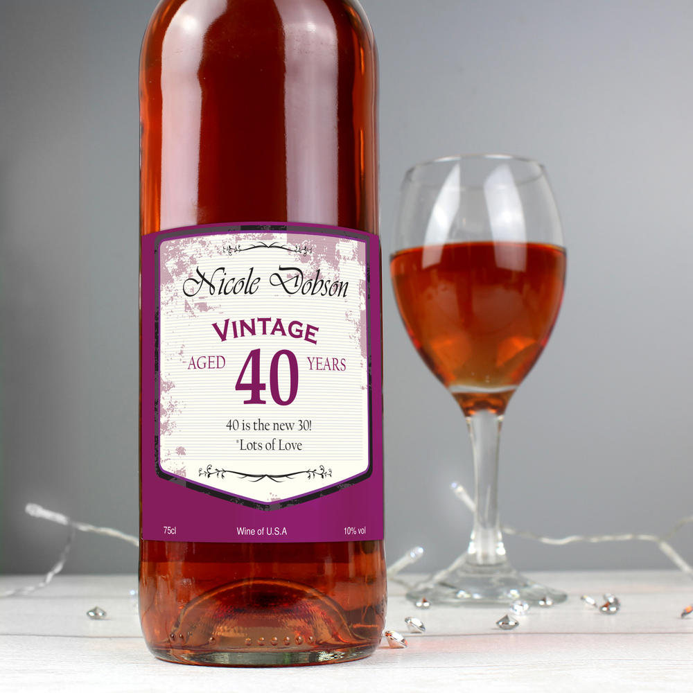 Personalised Rose Wine Vintage Age Label Personalise It! Gifts