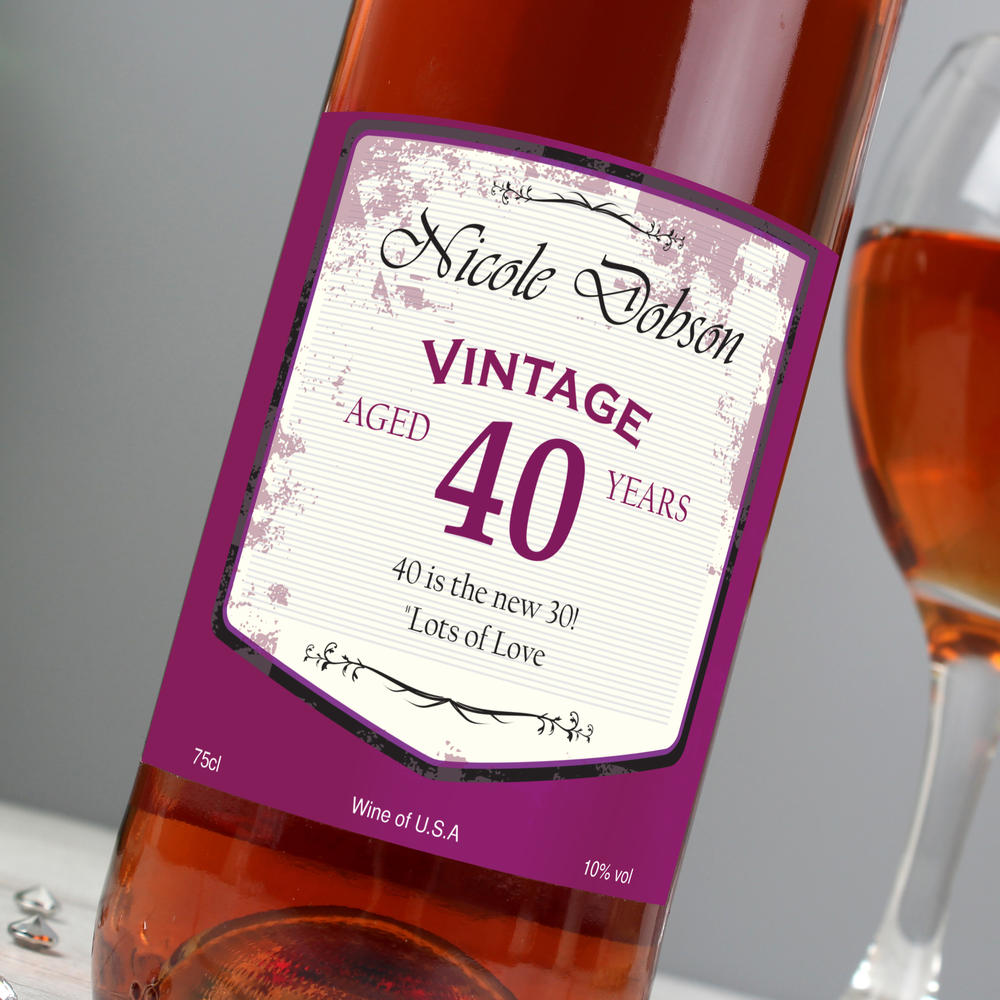 Personalised Rose Wine Vintage Age Label Personalise It! Gifts