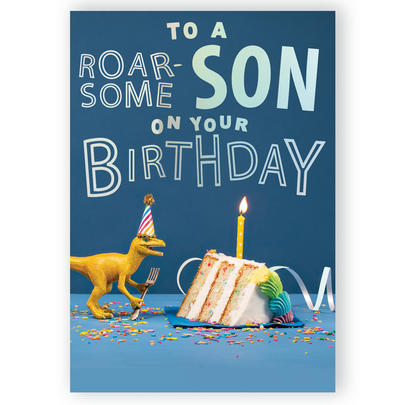 Roar-some Son Musical Birthday Card Singing "Happy Birthday Dear Son