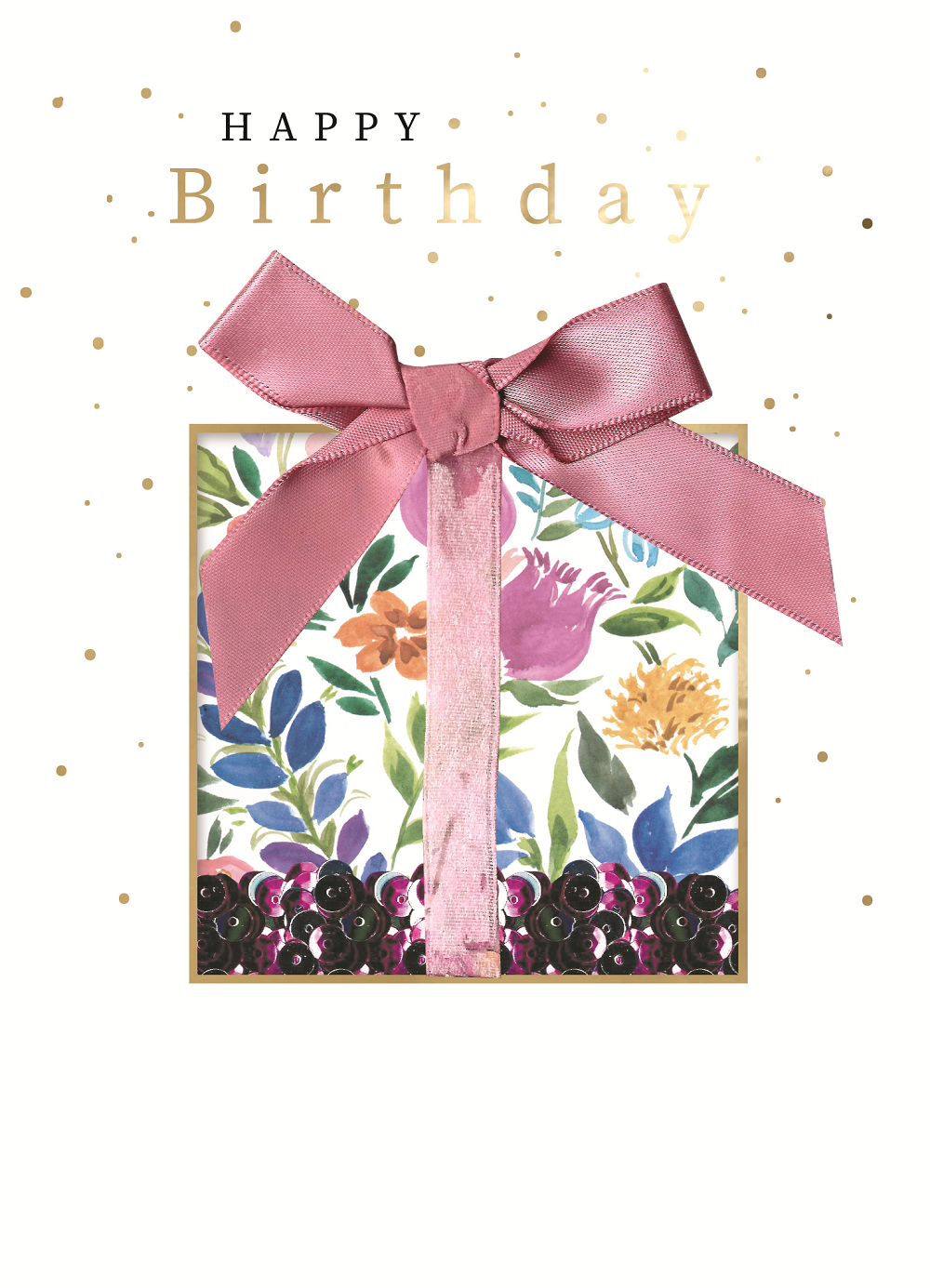 Sparkly Birthday Present Embellished Birthday Greeting Card | Cards
