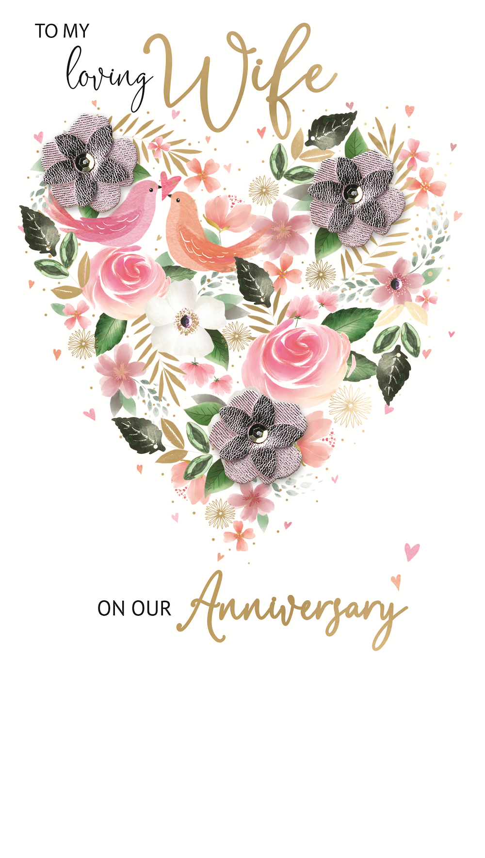 Wife Anniversary Embellished Hand-Finished Greeting Card | Cards