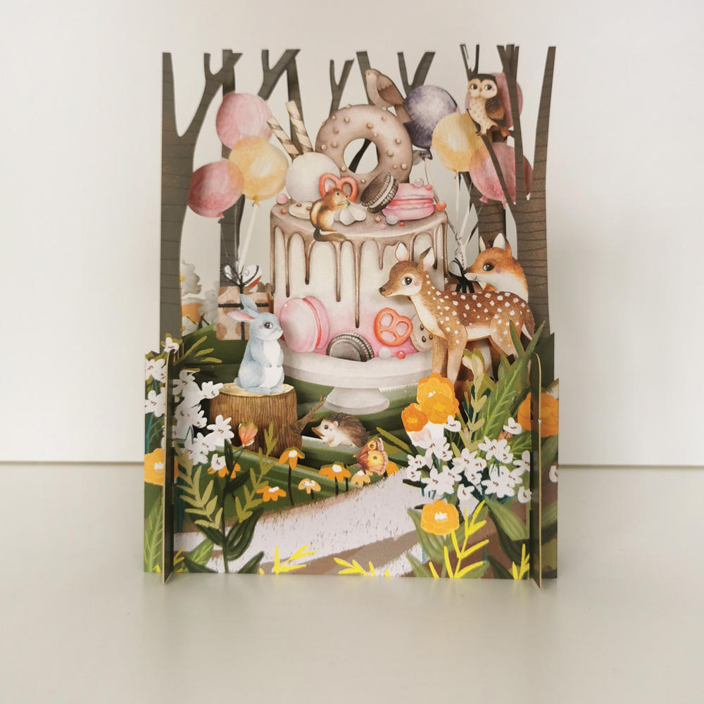 Forest Animals Birthday Cake 3D Pop Up Birthday Greeting Card | Cards