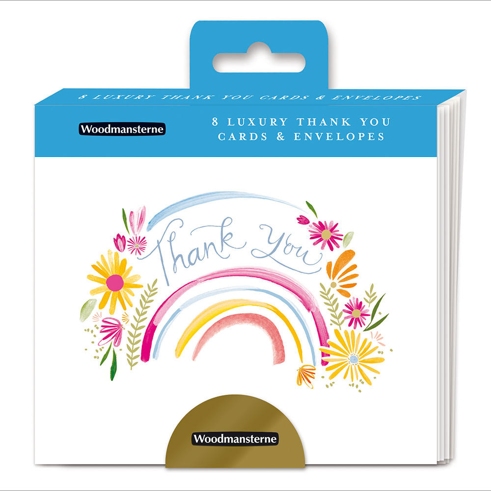 Pack Of 8 Thank You Cards Floral Rainbow Cards
