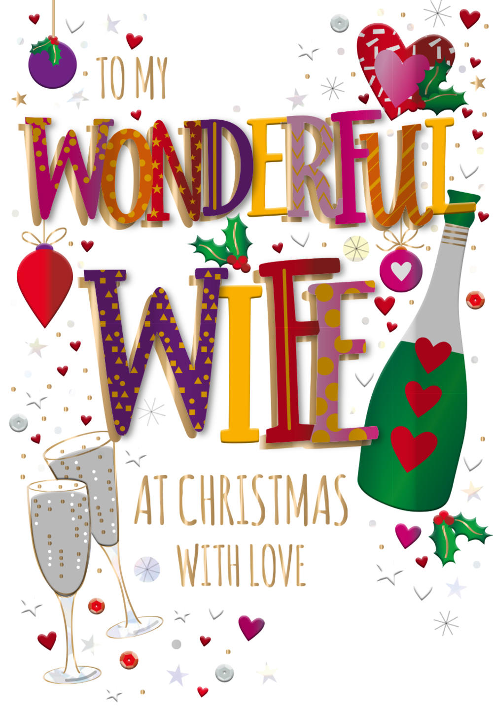 My Wife At Christmas Embellished Christmas Greeting Card | Cards